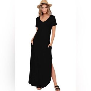 Short sleeve scoop neck maxi dress
